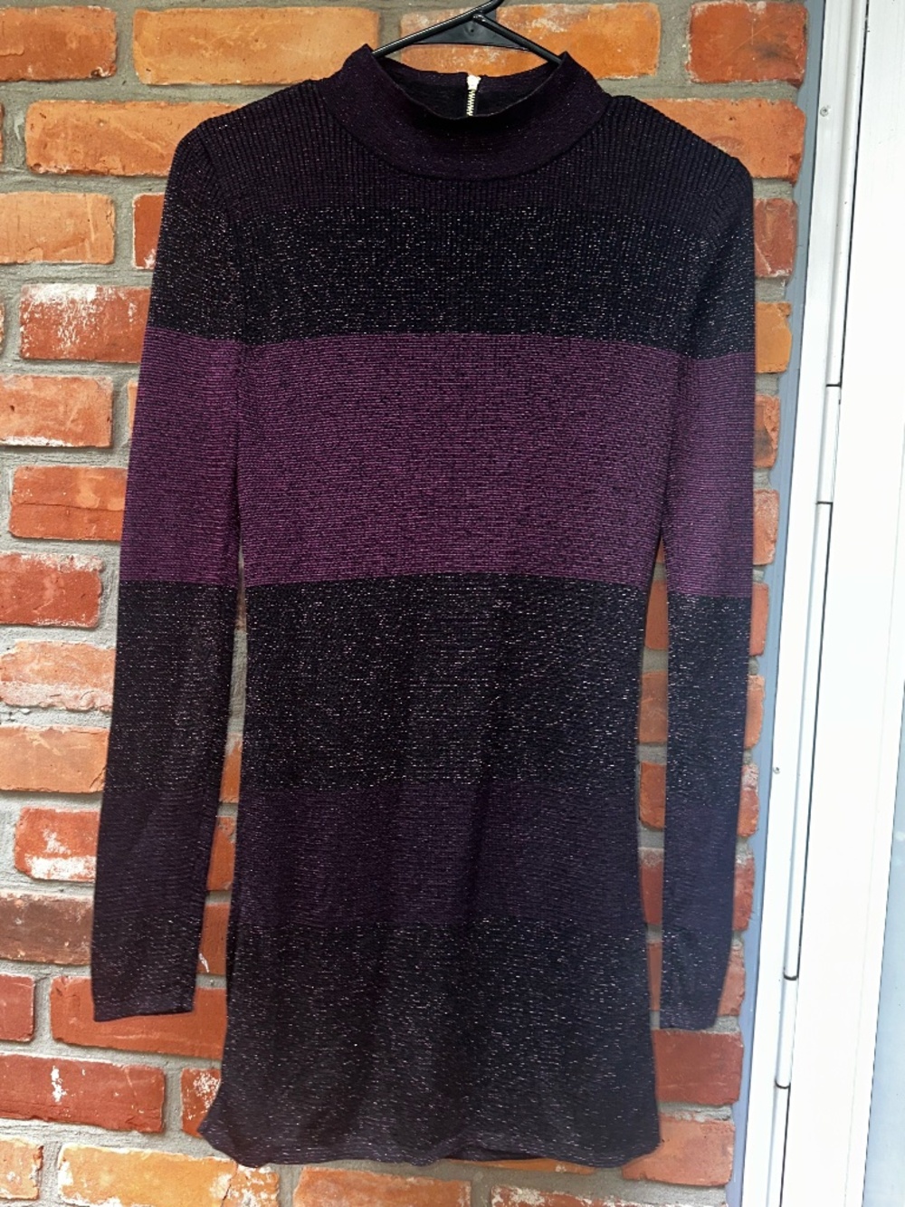 White House Black Market Purple & Black Metallic Shimmer Sweater Dress ~ Medium